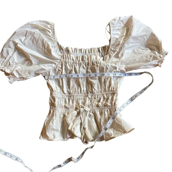 Moon River Tied Front Cotton Peplum Tops Cream Size XS - Picture 7 of 10